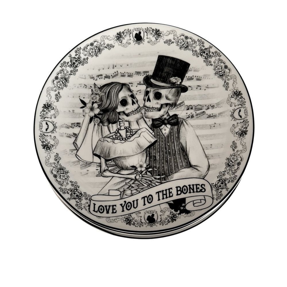 Eaton Fine Dining Halloween Wedding Skeleton Couple Dinner Plates EUC